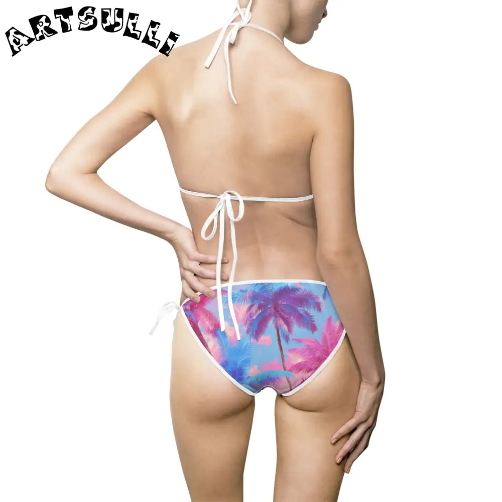 Tropical Palm Illustrated Bikini Swimsuit, Artsulli - Art is Long, Life is Short, All Over Prints, , , , , , , 