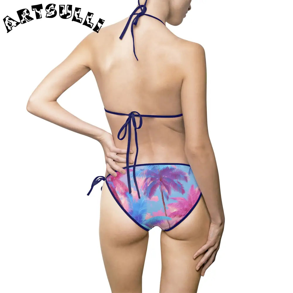 Tropical Palm Illustrated Bikini Swimsuit, Artsulli - Art is Long, Life is Short, All Over Prints, , , , , , , 