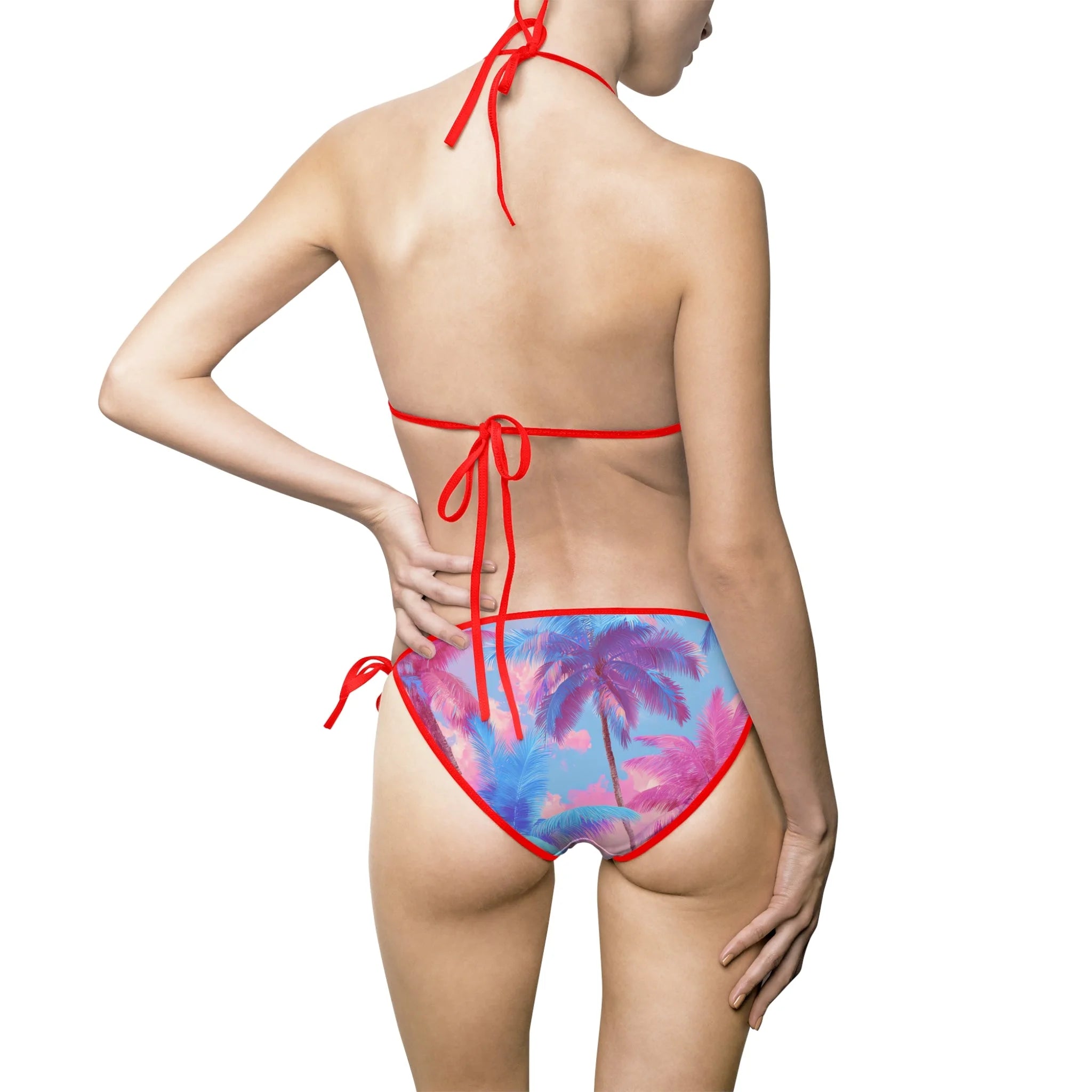 Tropical Palm Illustrated Bikini Swimsuit, Artsulli - Art is Long, Life is Short, All Over Prints, , , , , , , 