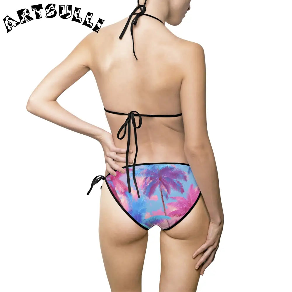 Tropical Palm Illustrated Bikini Swimsuit, Artsulli - Art is Long, Life is Short, All Over Prints, , , , , , , 