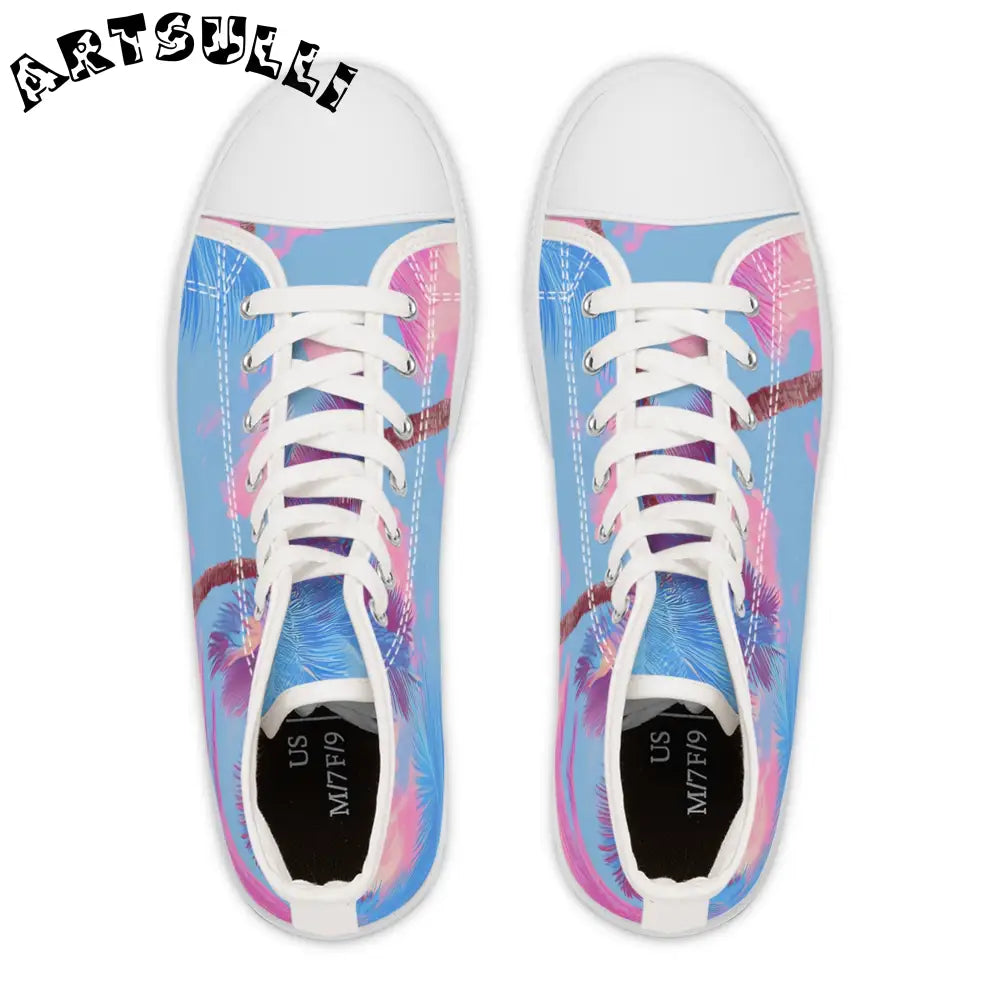 Tropical Palm Women’s High Top Breathable Polyester Canvas Sneakers, Artsulli - Art is Long, Life is Short, Shoes, , , , , , , 