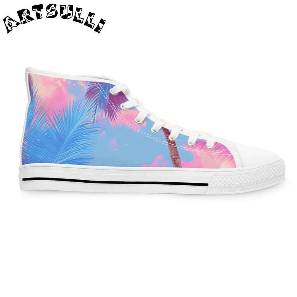 Tropical Palm Women’s High Top Breathable Polyester Canvas Sneakers, Artsulli - Art is Long, Life is Short, Shoes, , , , , , , 