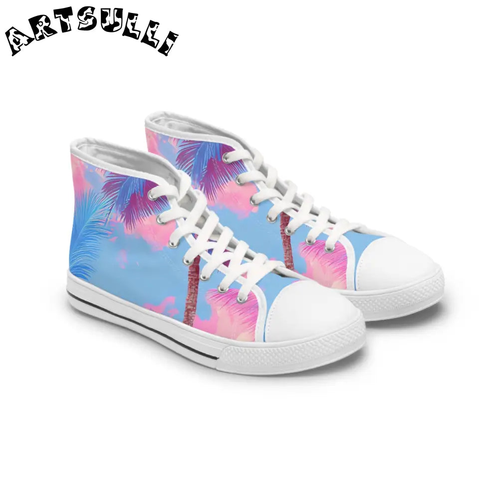 Tropical Palm Women’s High Top Breathable Polyester Canvas Sneakers, Artsulli - Art is Long, Life is Short, Shoes, Size, US 5.5, Color, White sole, , , 20621335347258188129
