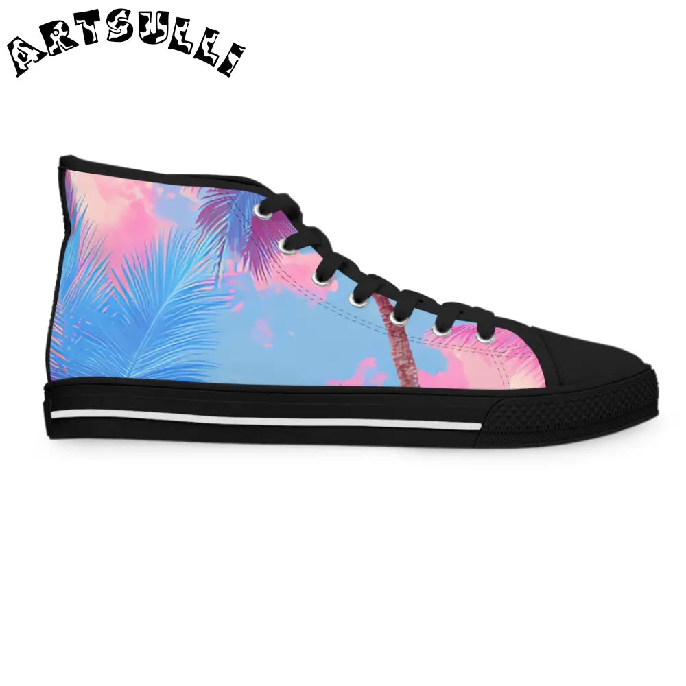 Tropical Palm Women’s High Top Breathable Polyester Canvas Sneakers, Artsulli - Art is Long, Life is Short, Shoes, , , , , , , 