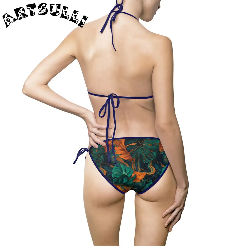 Tropical Print Halter Bikini Swimsuit, Artsulli - Art is Long, Life is Short, All Over Prints, , , , , , , 