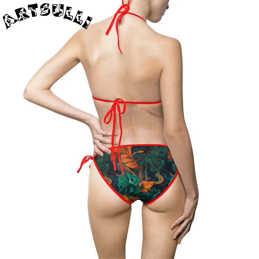 Tropical Print Halter Bikini Swimsuit, Artsulli - Art is Long, Life is Short, All Over Prints, , , , , , , 