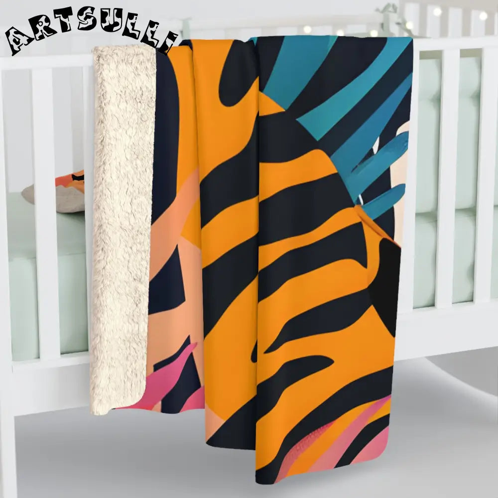 Tropical Tiger Print Cozy Fleece Blanket, Artsulli - Art is Long, Life is Short, Home Decor, , , , , , , 