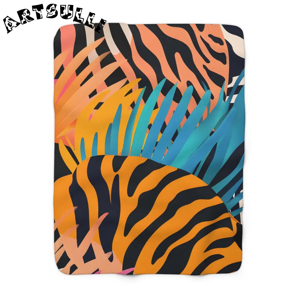 Tropical Tiger Print Cozy Fleece Blanket, Artsulli - Art is Long, Life is Short, Home Decor, Size, 50" × 60", , , , , 89909216334272