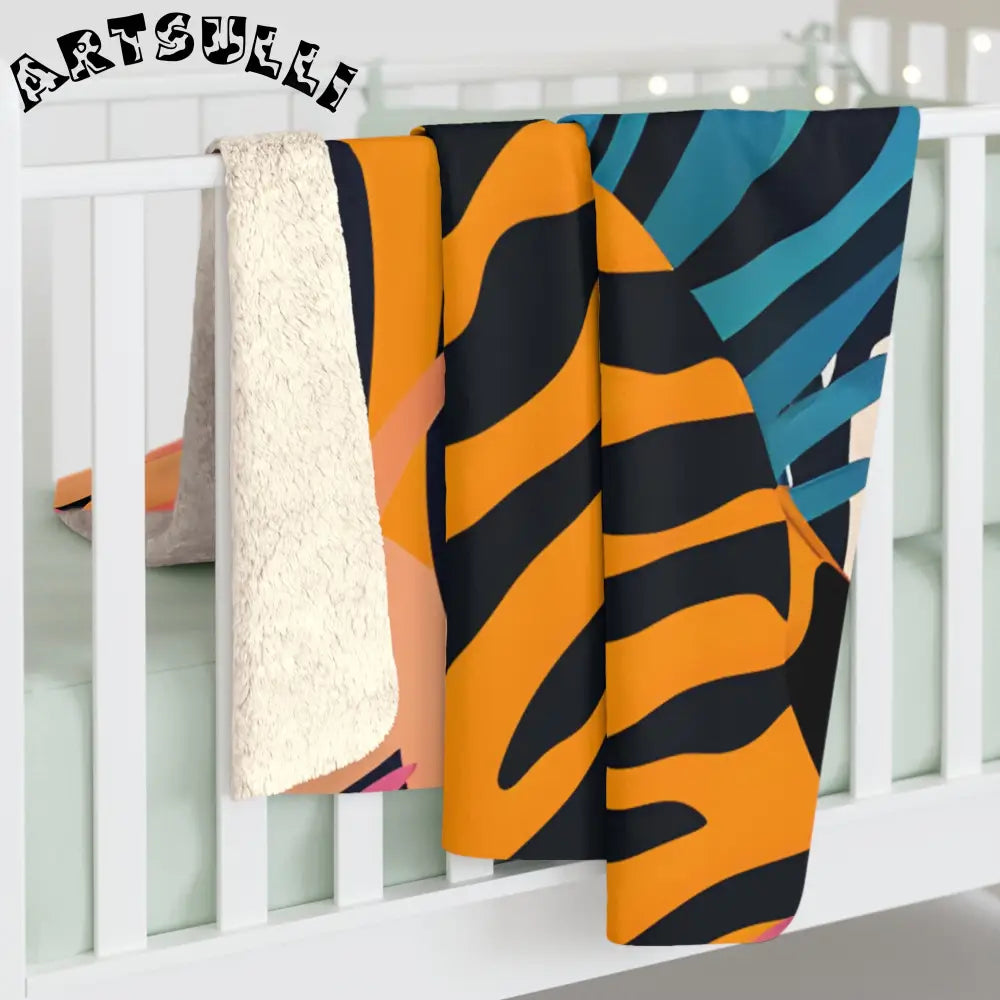 Tropical Tiger Print Cozy Fleece Blanket, Artsulli - Art is Long, Life is Short, Home Decor, , , , , , , 