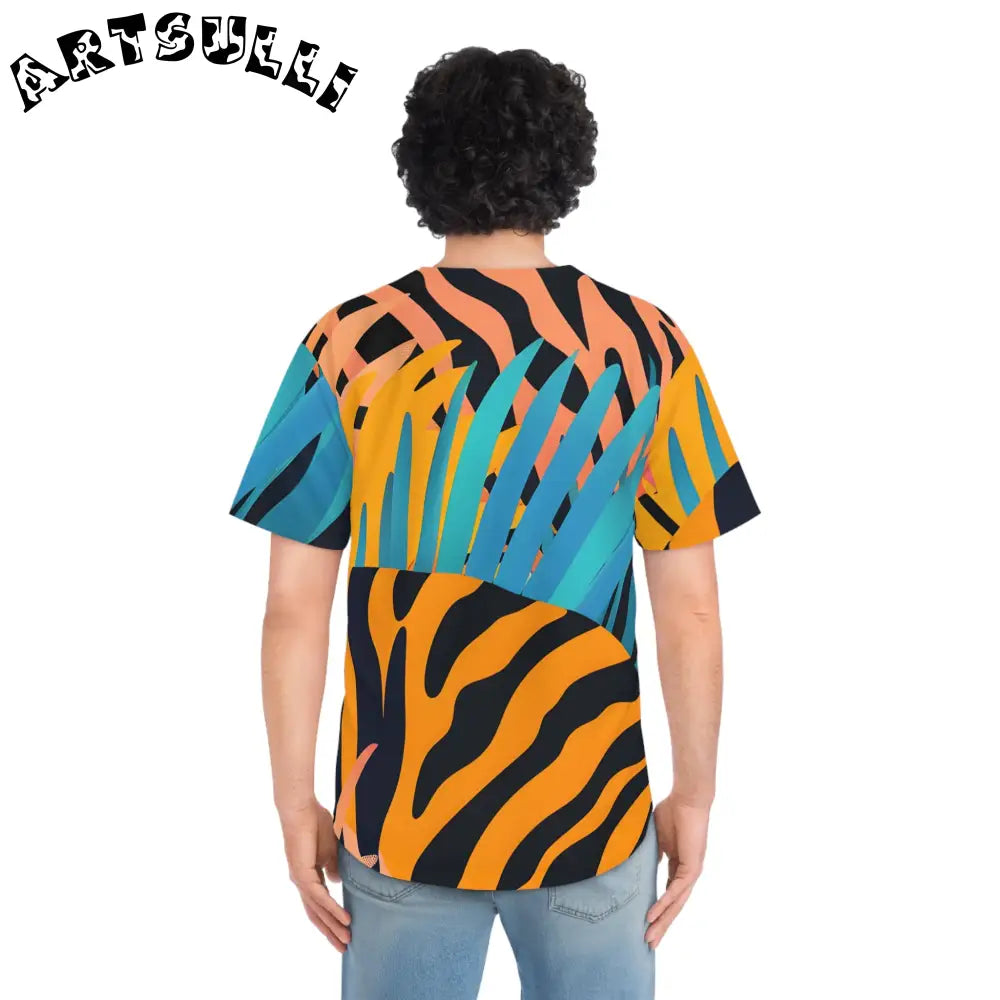 Tropical Tiger Stripes Orange Baseball Jersey, Artsulli - Art is Long, Life is Short, All Over Prints, , , , , , , 