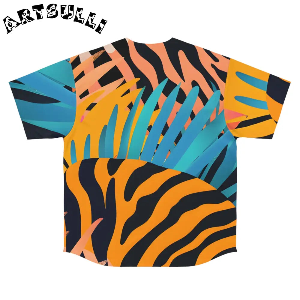 Tropical Tiger Stripes Orange Baseball Jersey, Artsulli - Art is Long, Life is Short, All Over Prints, , , , , , , 