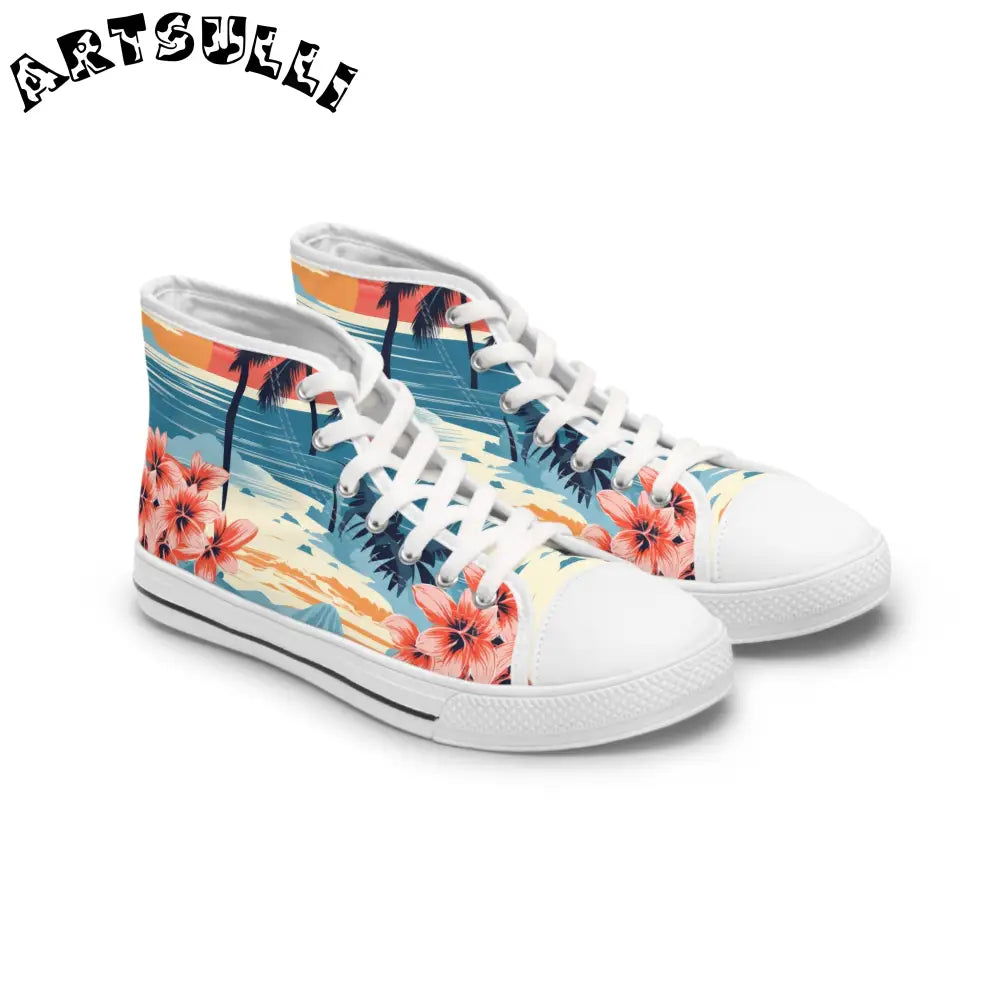 Tropical Women’s High Top Breathable Canvas Sneakers, Artsulli - Art is Long, Life is Short, Shoes, Size, US 5.5, Color, White sole, , , 65600066633696195335