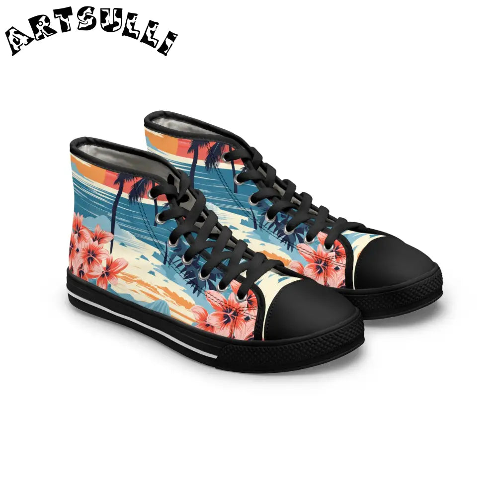 Tropical Women’s High Top Breathable Canvas Sneakers, Artsulli - Art is Long, Life is Short, Shoes, Size, US 5.5, Color, Black sole, , , 10753257764639694383