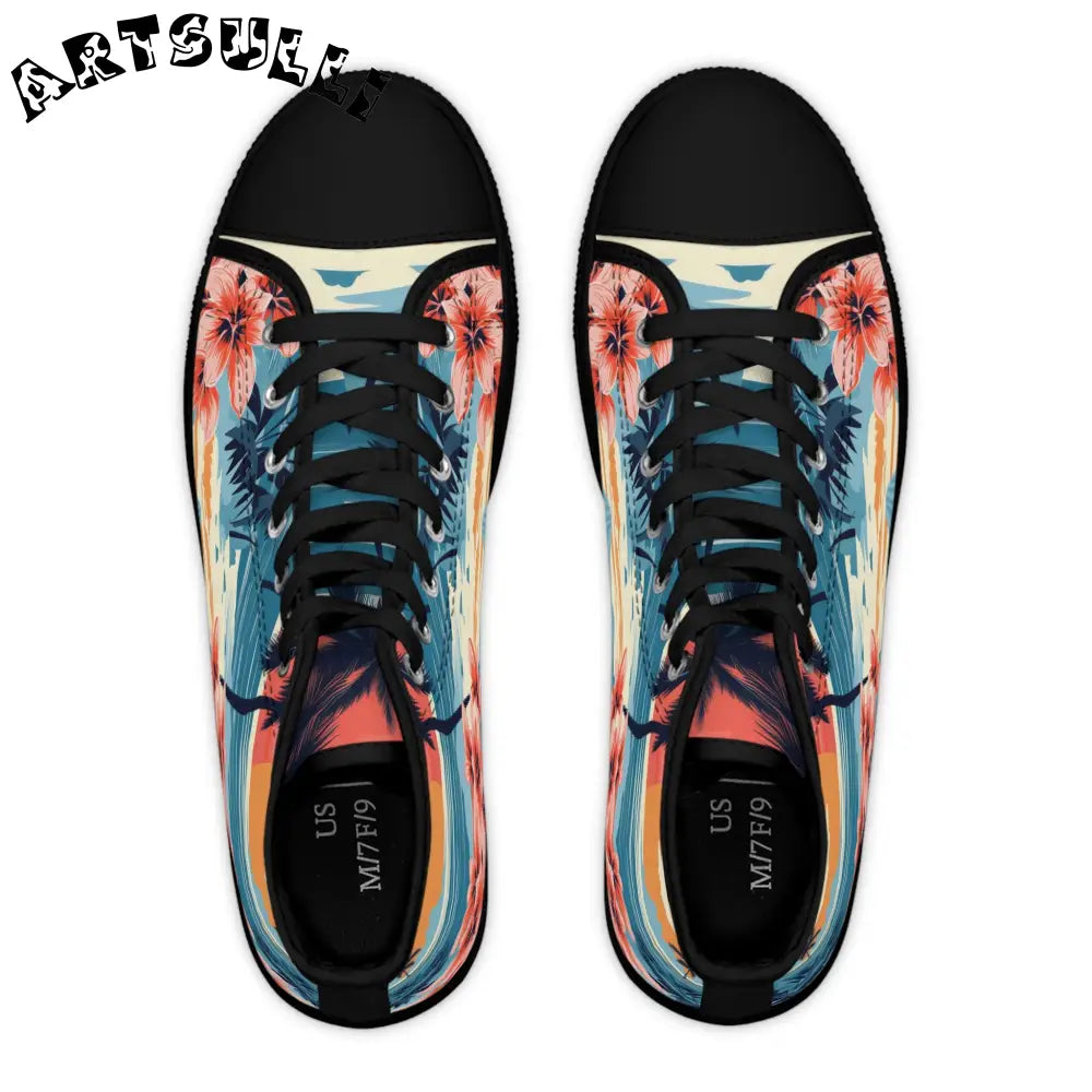Tropical Women’s High Top Breathable Canvas Sneakers, Artsulli - Art is Long, Life is Short, Shoes, , , , , , , 