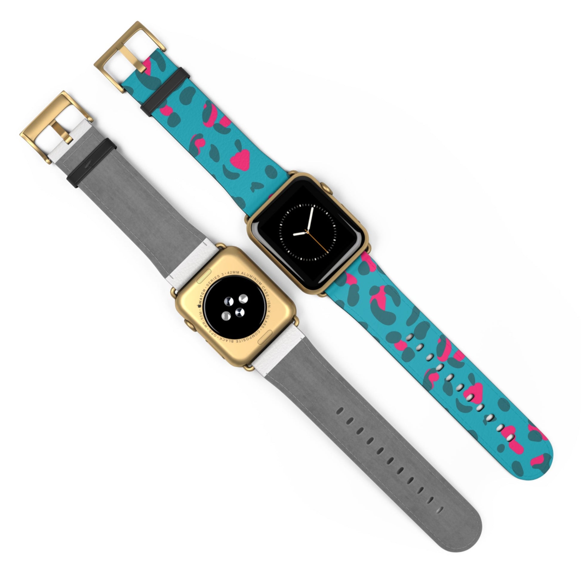 Turquoise and Pink Leopard Print Apple Watch Band, Artsulli - Art is Long, Life is Short, Accessories, , , , , , , 