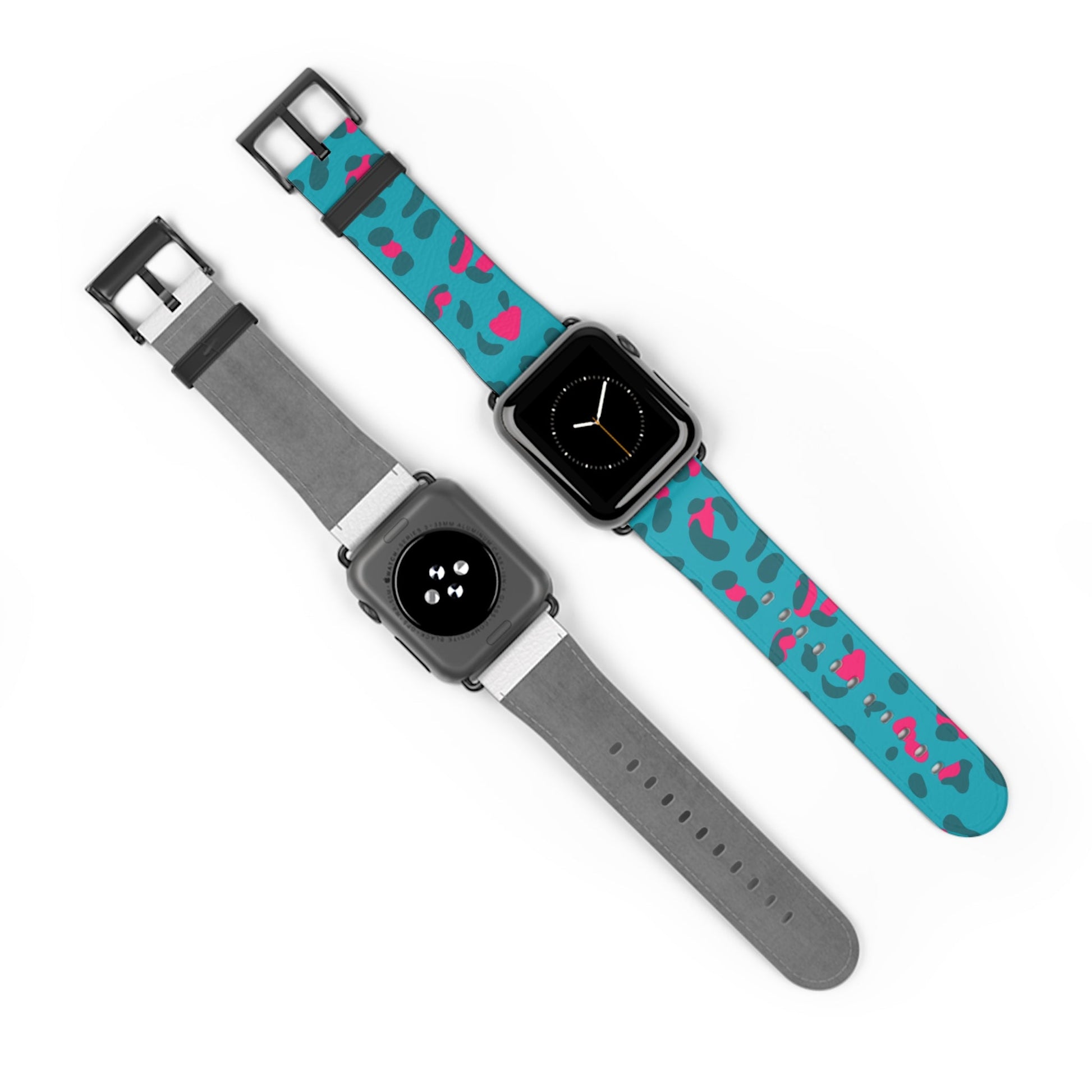 Turquoise and Pink Leopard Print Apple Watch Band, Artsulli - Art is Long, Life is Short, Accessories, , , , , , , 