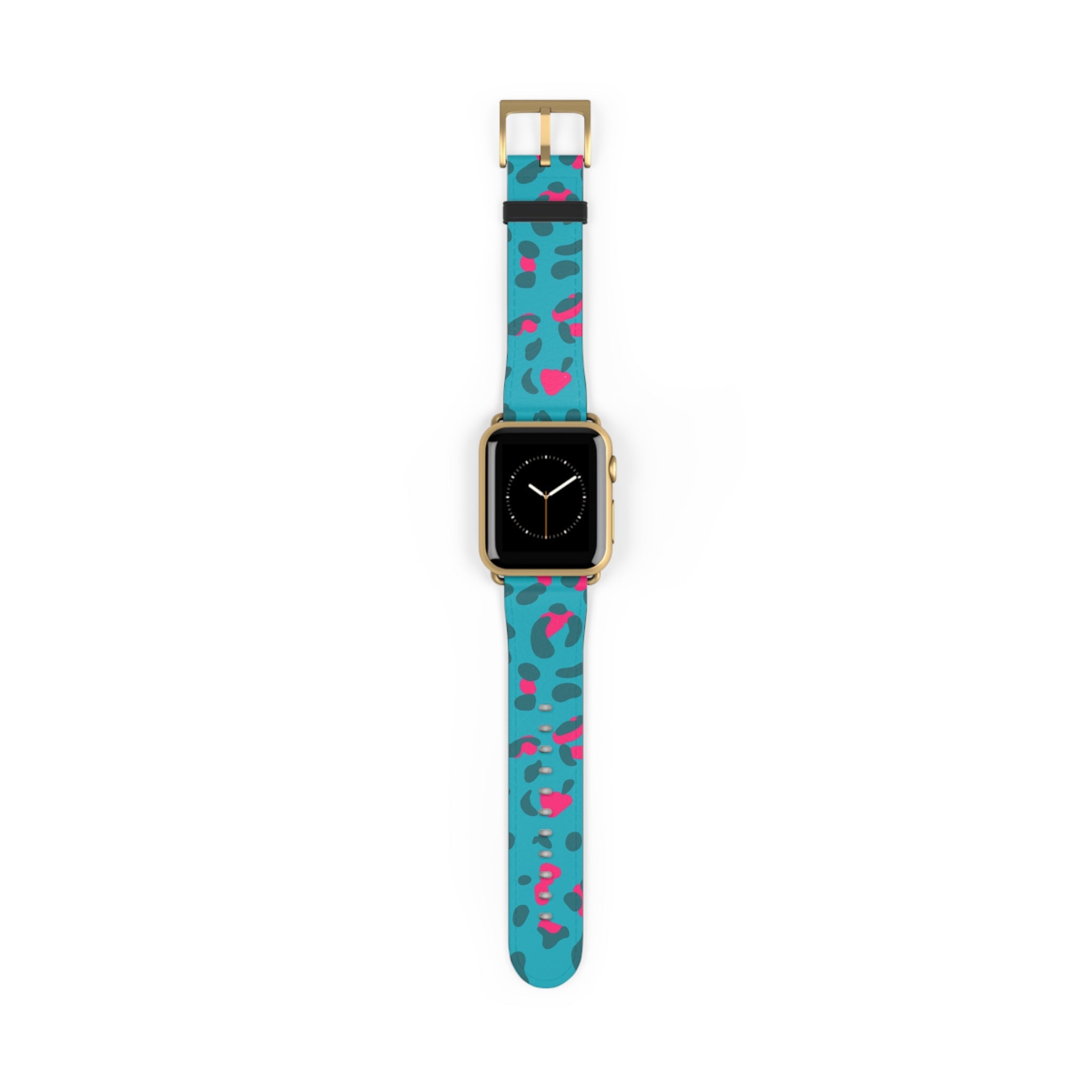 Turquoise and Pink Leopard Print Apple Watch Band, Artsulli - Art is Long, Life is Short, Accessories, Size, 38 - 41 mm, Color, Gold Matte, , , 73571895248622858840