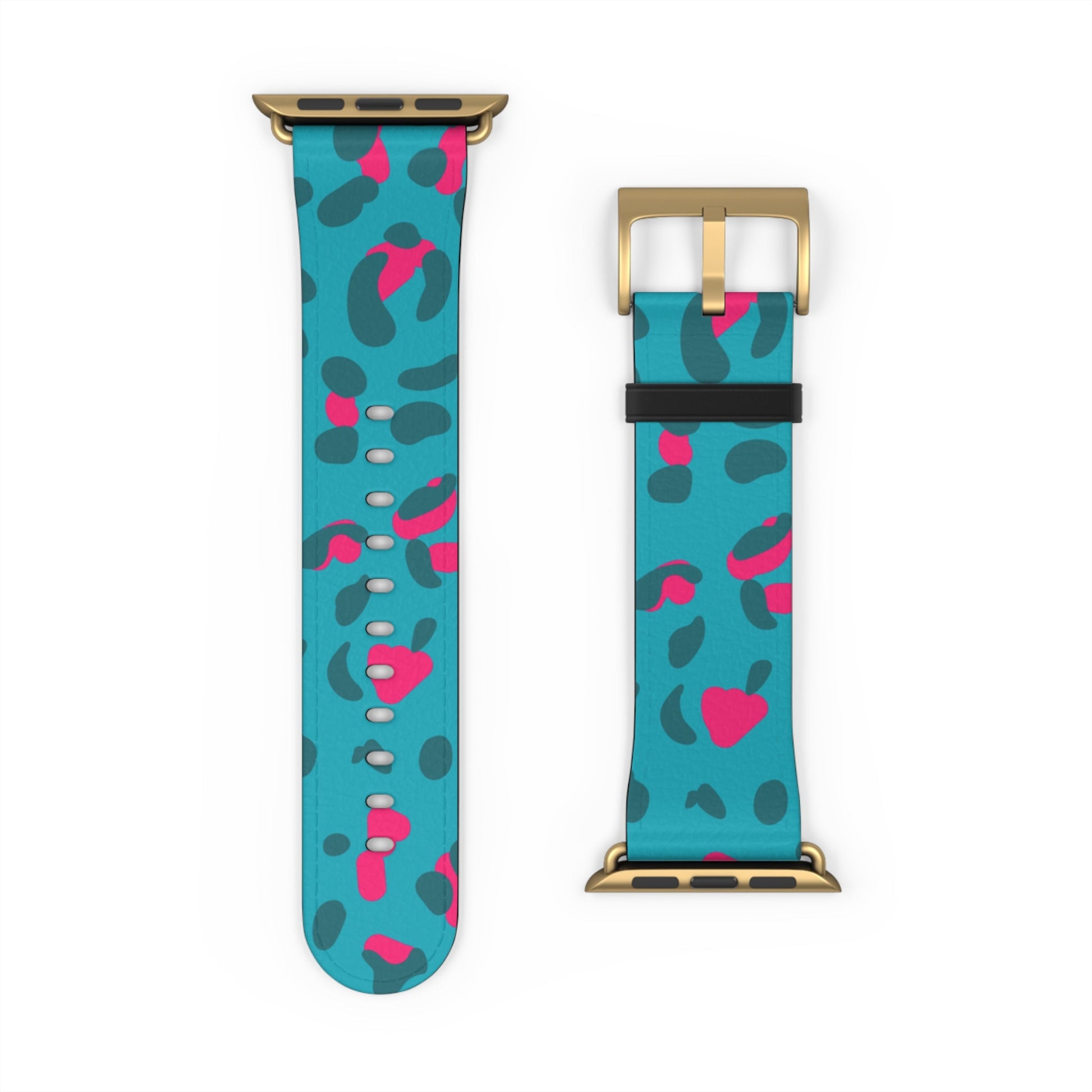 Turquoise and Pink Leopard Print Apple Watch Band, Artsulli - Art is Long, Life is Short, Accessories, , , , , , , 