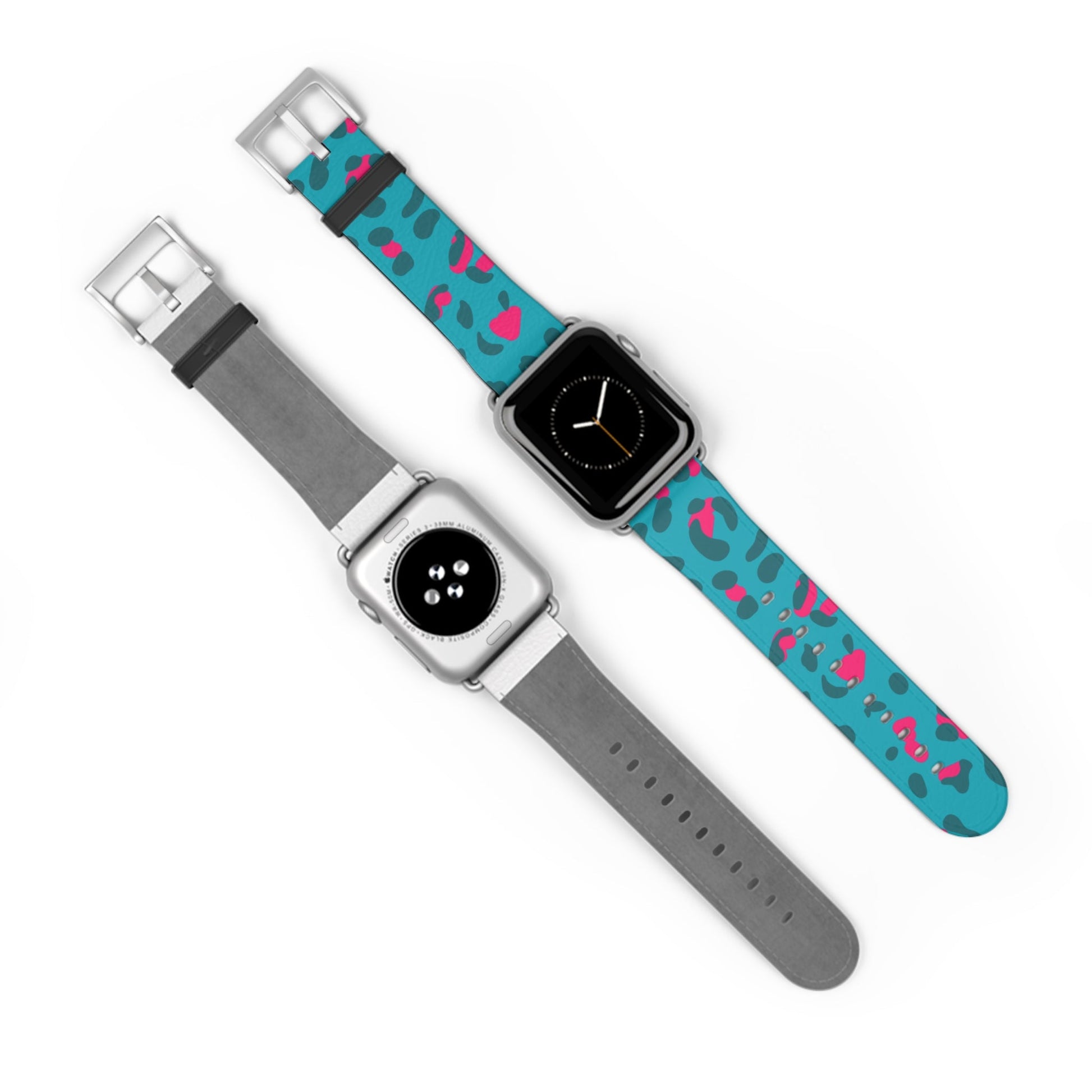 Turquoise and Pink Leopard Print Apple Watch Band, Artsulli - Art is Long, Life is Short, Accessories, , , , , , , 