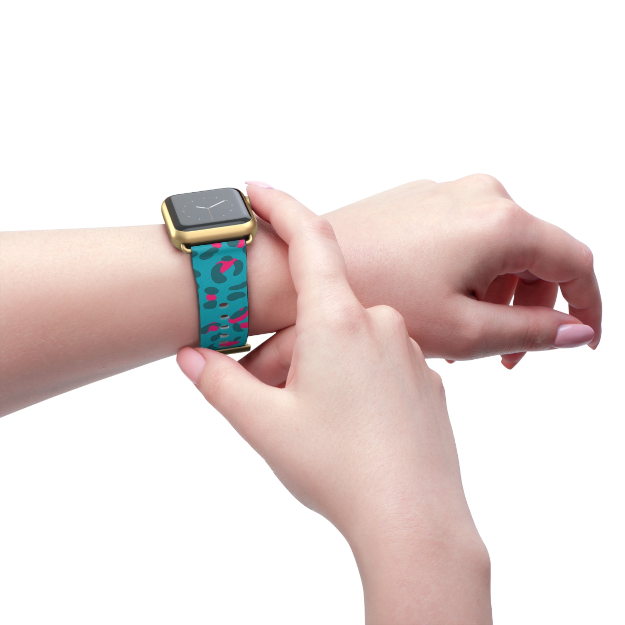Turquoise and Pink Leopard Print Apple Watch Band, Artsulli - Art is Long, Life is Short, Accessories, , , , , , , 