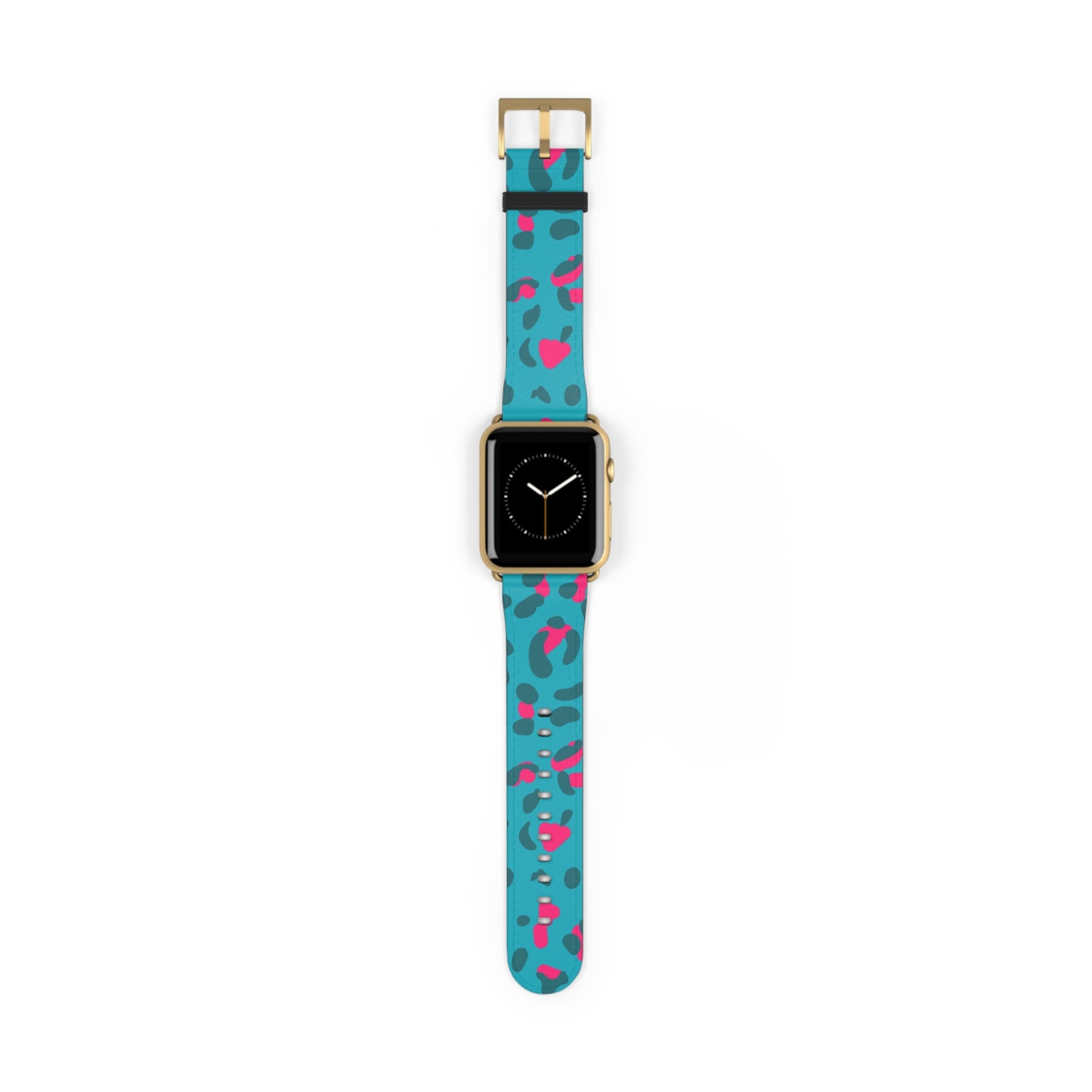 Turquoise and Pink Leopard Print Apple Watch Band, Artsulli - Art is Long, Life is Short, Accessories, Size, 42 - 45 mm, Color, Gold Matte, , , 19075717057382298592