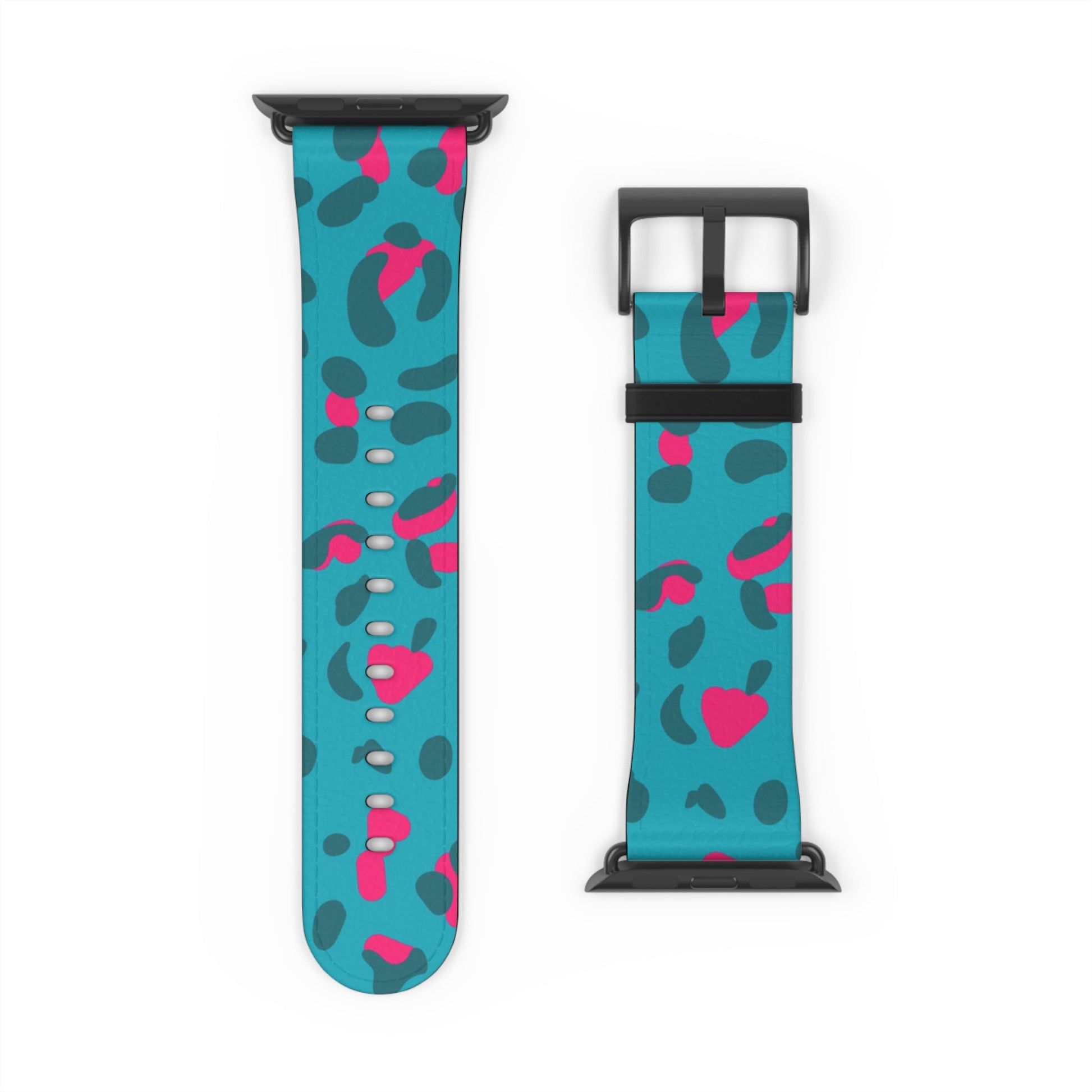 Turquoise and Pink Leopard Print Apple Watch Band, Artsulli - Art is Long, Life is Short, Accessories, , , , , , , 