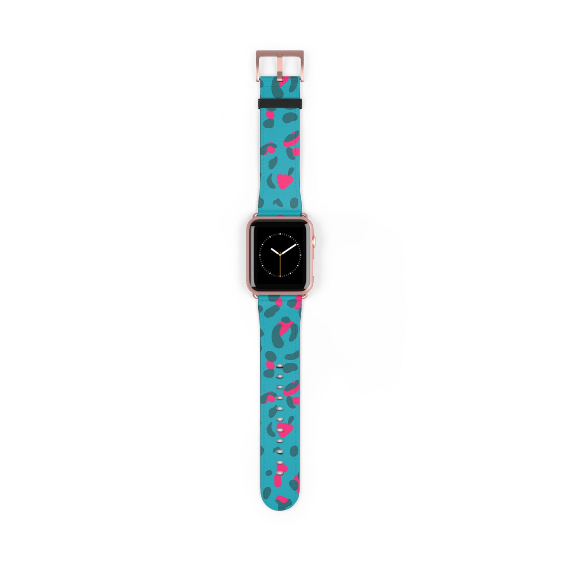 Turquoise and Pink Leopard Print Apple Watch Band, Artsulli - Art is Long, Life is Short, Accessories, Size, 42 - 45 mm, Color, Rose Gold Matte, , , 17533672490951858918