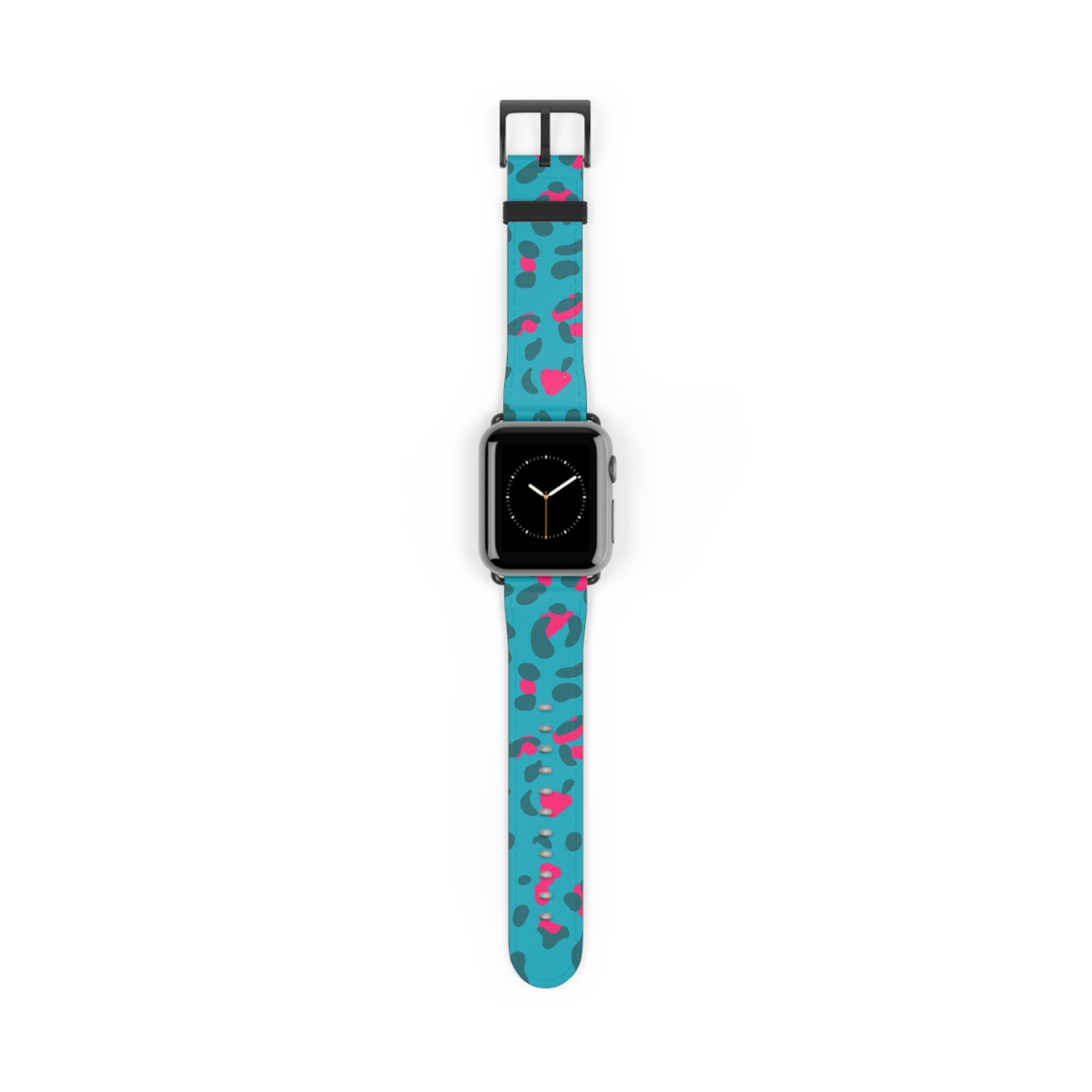 Turquoise and Pink Leopard Print Apple Watch Band, Artsulli - Art is Long, Life is Short, Accessories, Size, 38 - 41 mm, Color, Black Matte, , , 86276275951050806093