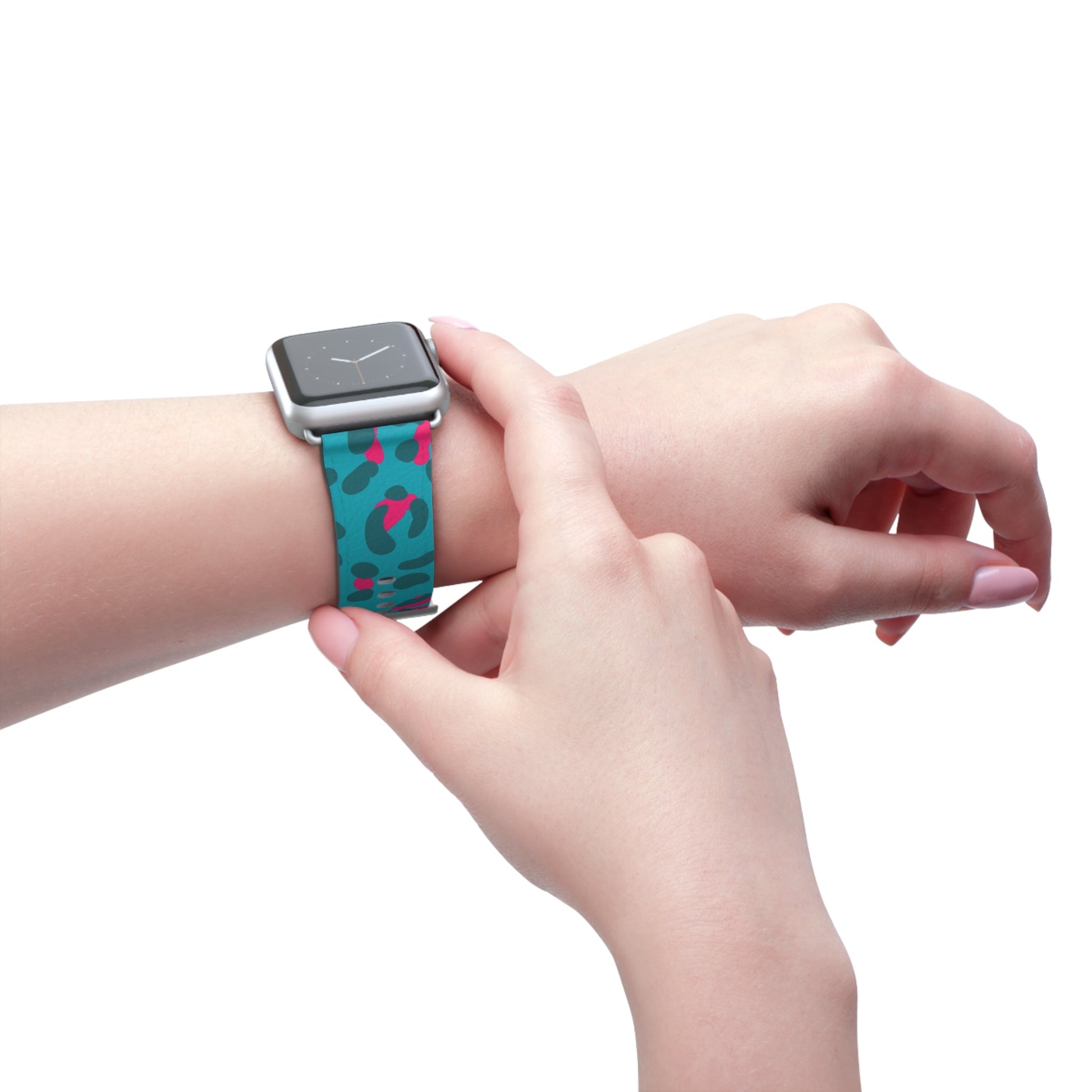 Turquoise and Pink Leopard Print Apple Watch Band, Artsulli - Art is Long, Life is Short, Accessories, , , , , , , 