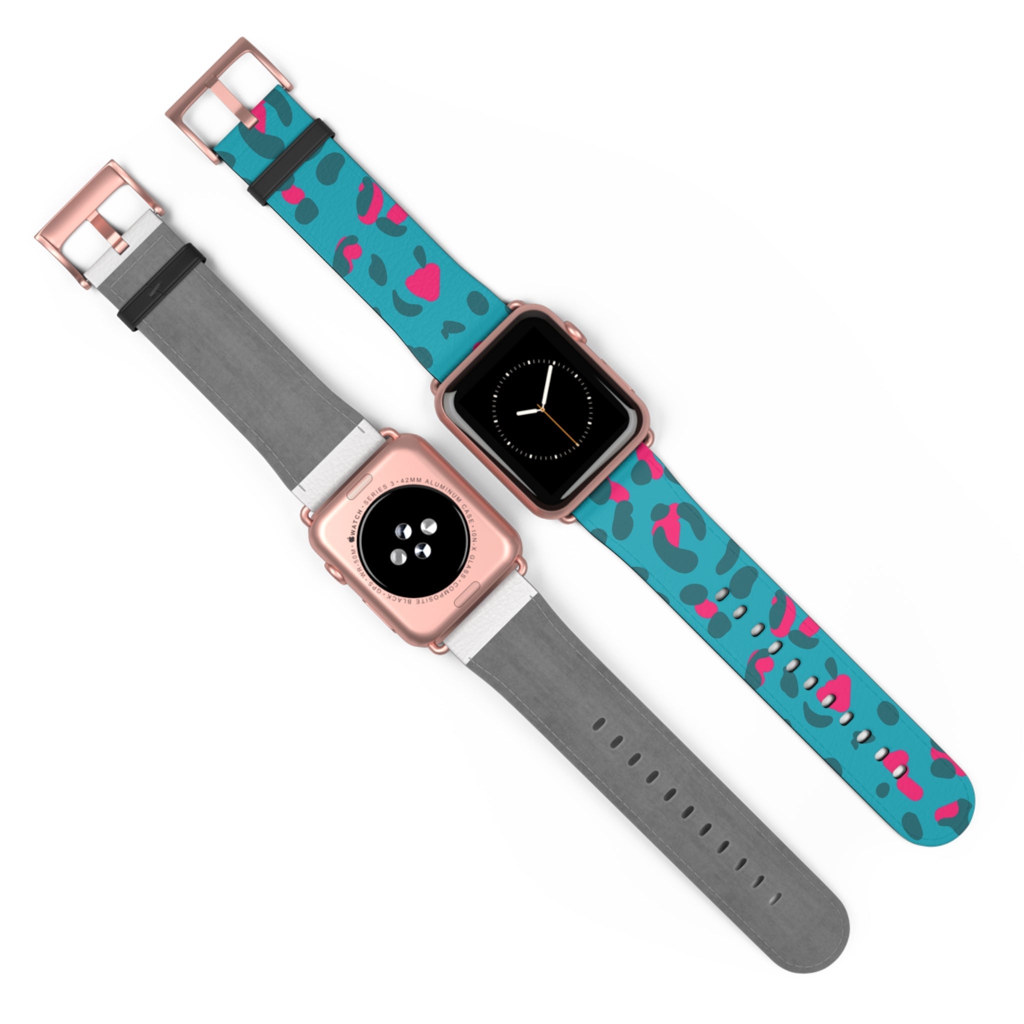 Turquoise and Pink Leopard Print Apple Watch Band, Artsulli - Art is Long, Life is Short, Accessories, , , , , , , 