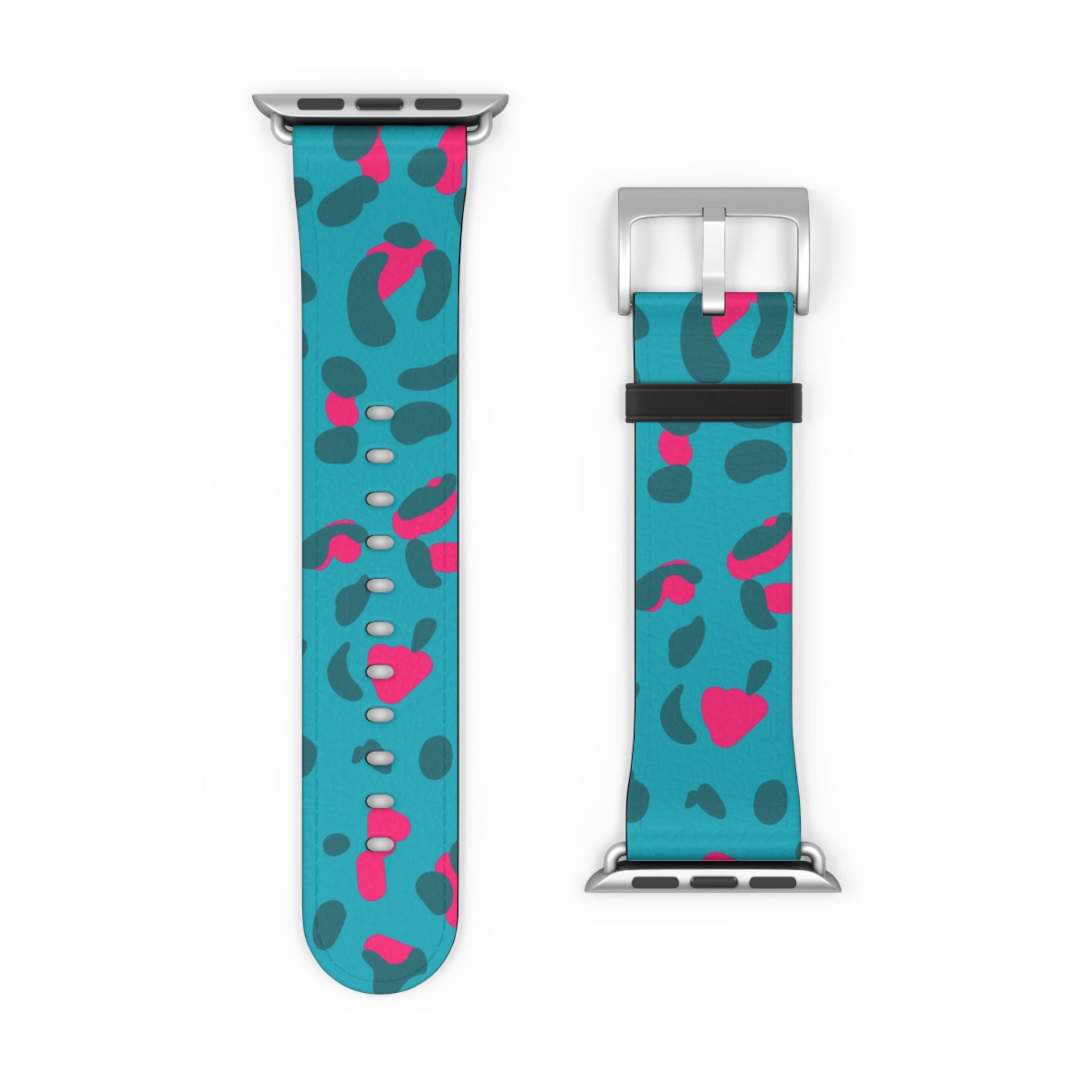 Turquoise and Pink Leopard Print Apple Watch Band, Artsulli - Art is Long, Life is Short, Accessories, , , , , , , 