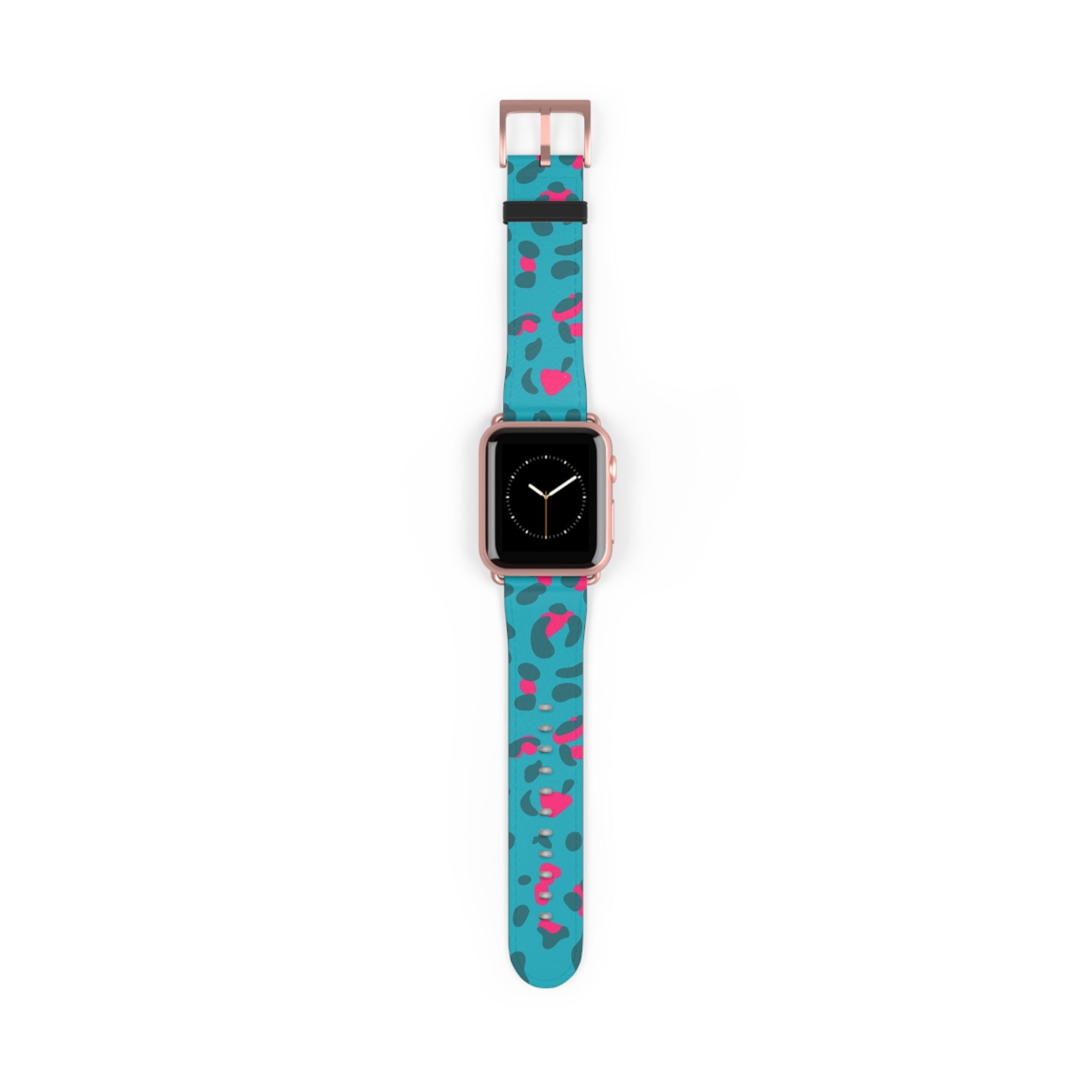 Turquoise and Pink Leopard Print Apple Watch Band, Artsulli - Art is Long, Life is Short, Accessories, Size, 38 - 41 mm, Color, Rose Gold Matte, , , 18906996663326278022