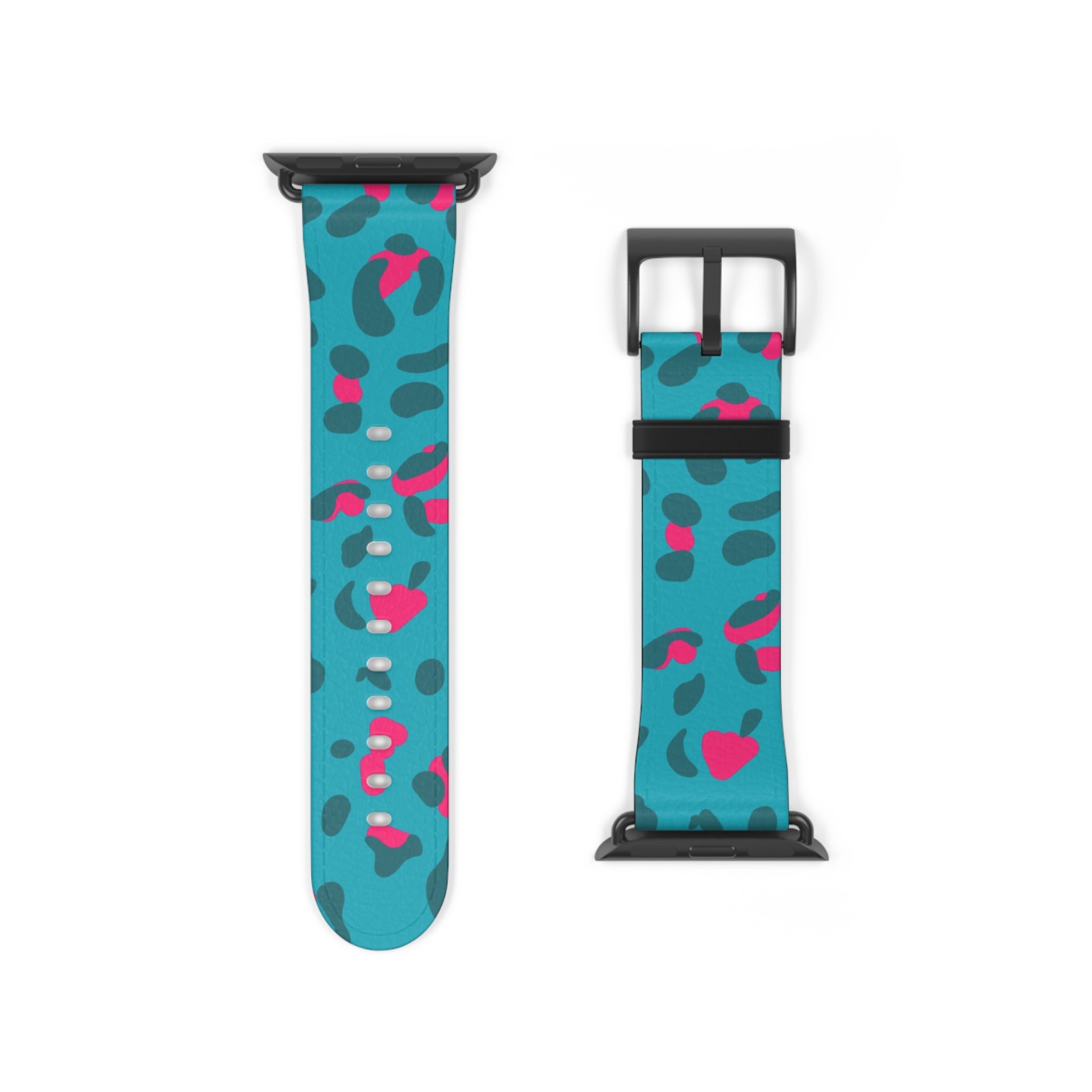 Turquoise and Pink Leopard Print Apple Watch Band, Artsulli - Art is Long, Life is Short, Accessories, , , , , , , 