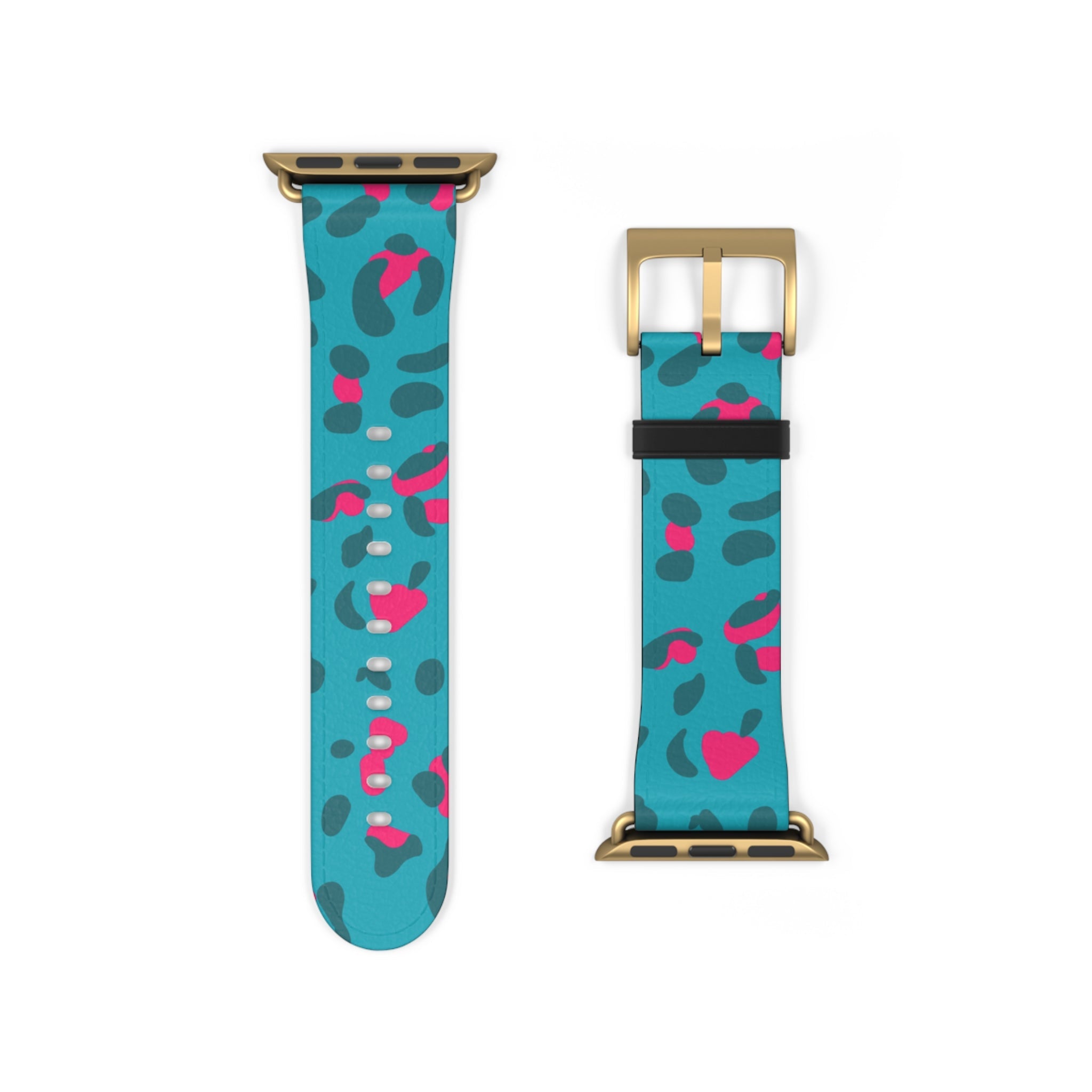 Turquoise and Pink Leopard Print Apple Watch Band, Artsulli - Art is Long, Life is Short, Accessories, , , , , , , 