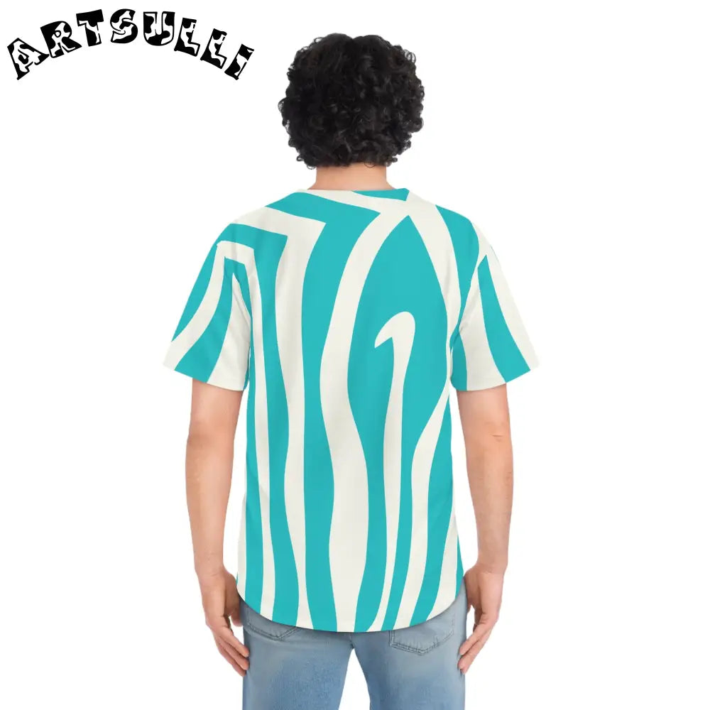 Turquoise Melting Zebra Stripes Baseball Tee, Artsulli - Art is Long, Life is Short, All Over Prints, , , , , , , 