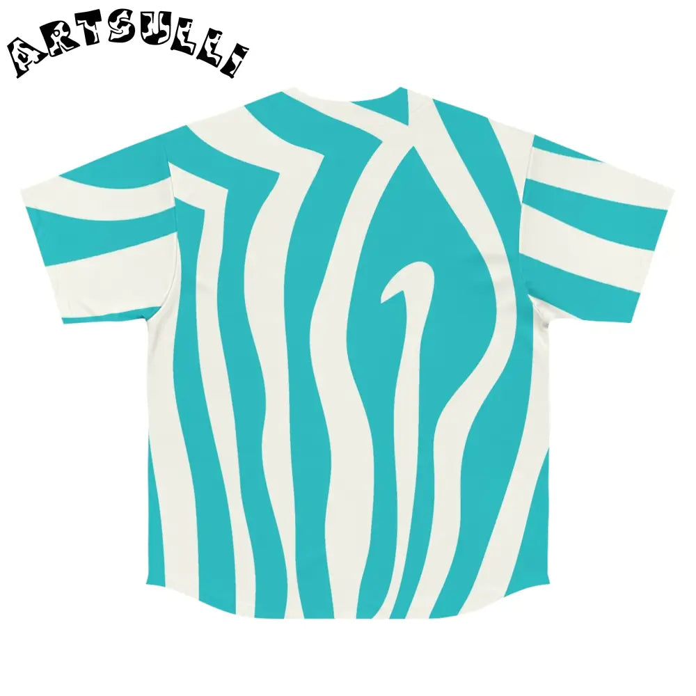 Turquoise Melting Zebra Stripes Baseball Tee, Artsulli - Art is Long, Life is Short, All Over Prints, , , , , , , 