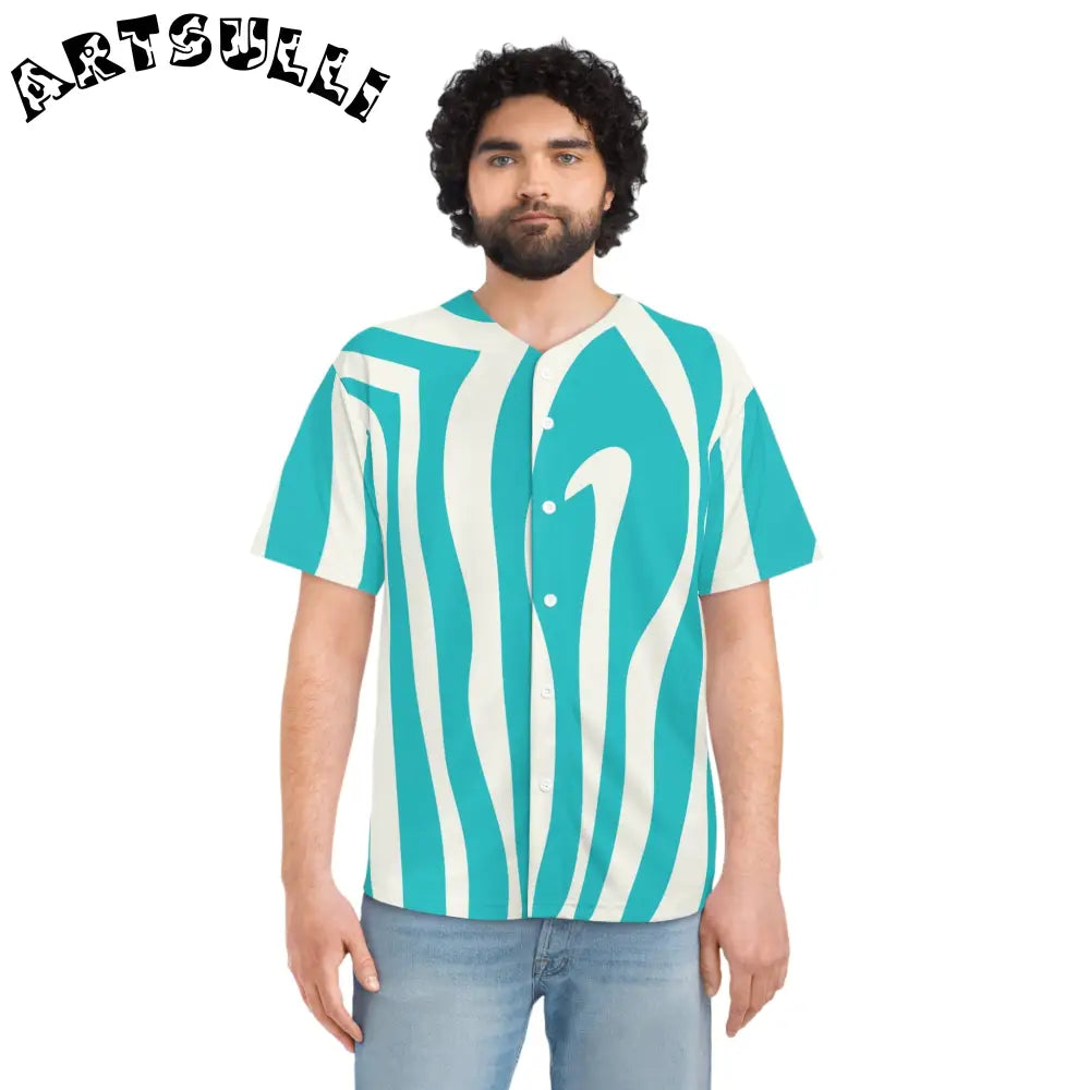 Turquoise Melting Zebra Stripes Baseball Tee, Artsulli - Art is Long, Life is Short, All Over Prints, , , , , , , 