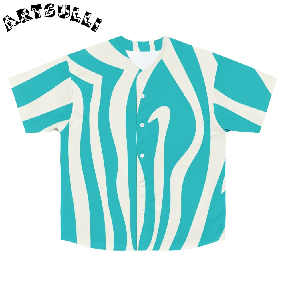 Turquoise Melting Zebra Stripes Baseball Tee, Artsulli - Art is Long, Life is Short, All Over Prints, Size, S, Color, Seam thread color automatically matched to design, , , 73197359459264