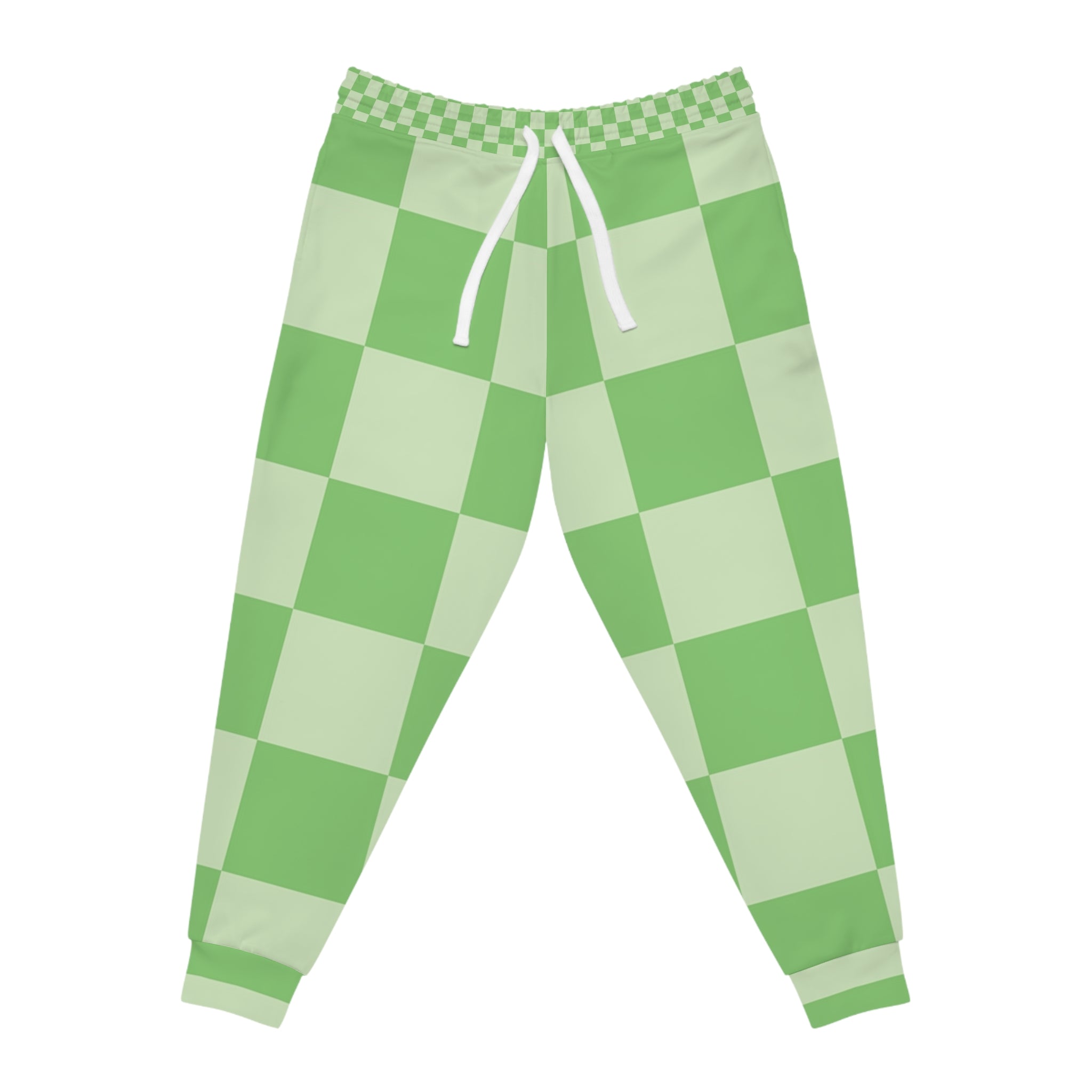 Two Tone Green Checkered Joggers, Artsulli - Art is Long, Life is Short, All Over Prints, Size, S, Color, Seam thread color automatically matched to design, , , 16062236297759077537