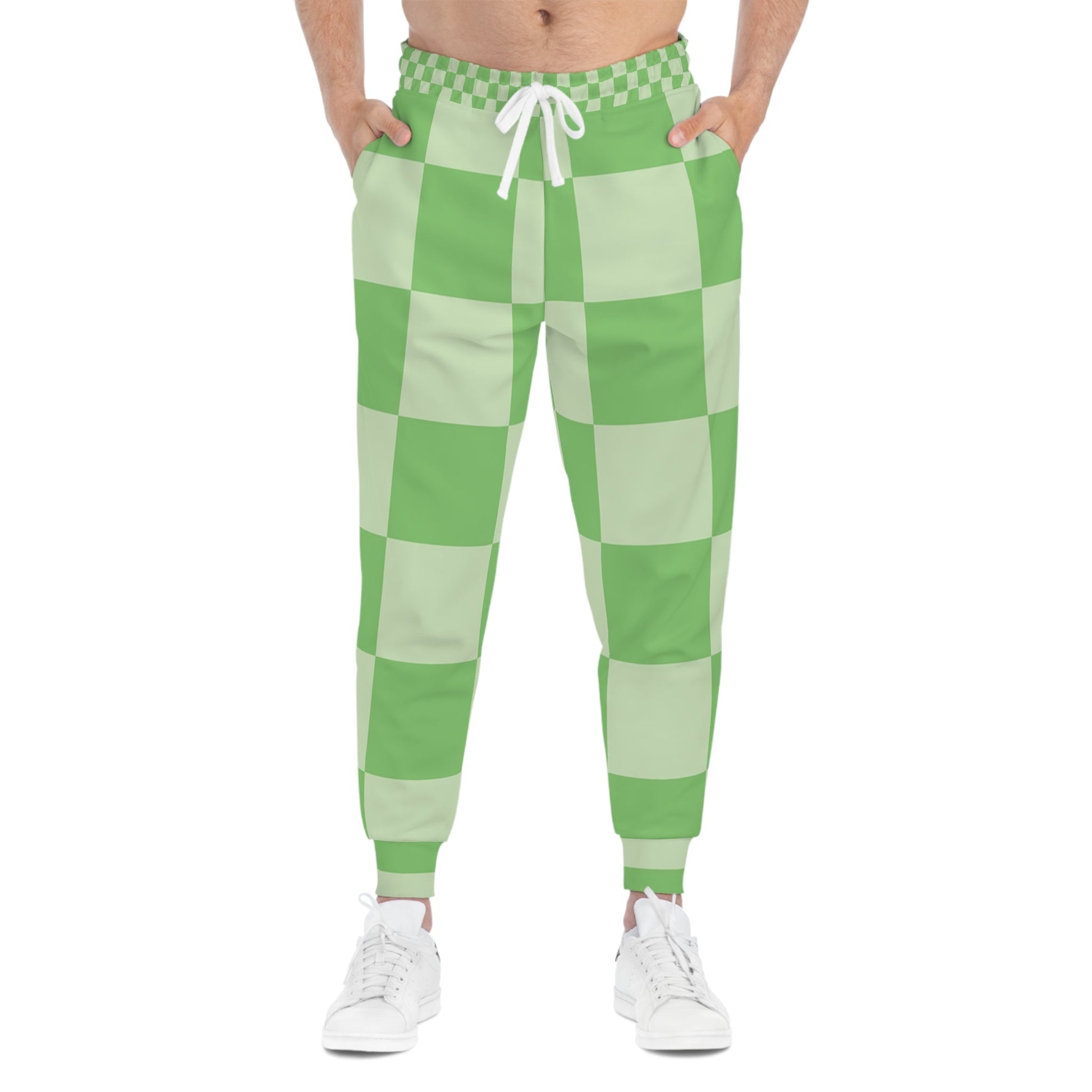 Two Tone Green Checkered Joggers, Artsulli - Art is Long, Life is Short, All Over Prints, , , , , , , 