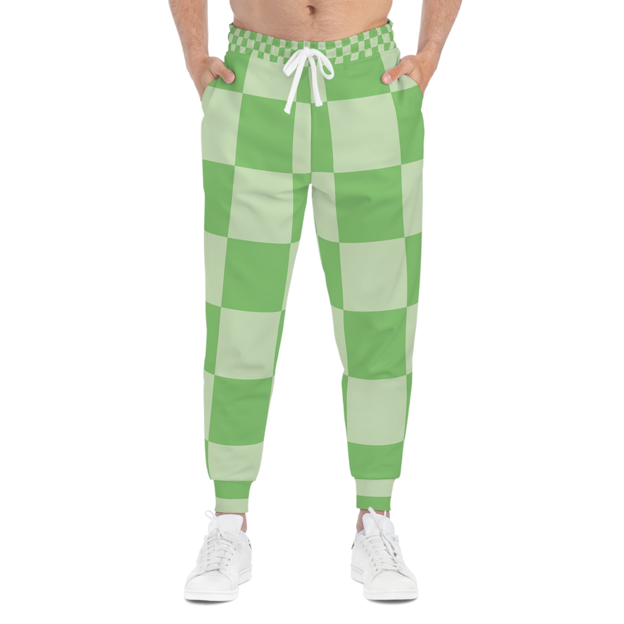 Two Tone Green Checkered Joggers, Artsulli - Art is Long, Life is Short, All Over Prints, , , , , , , 