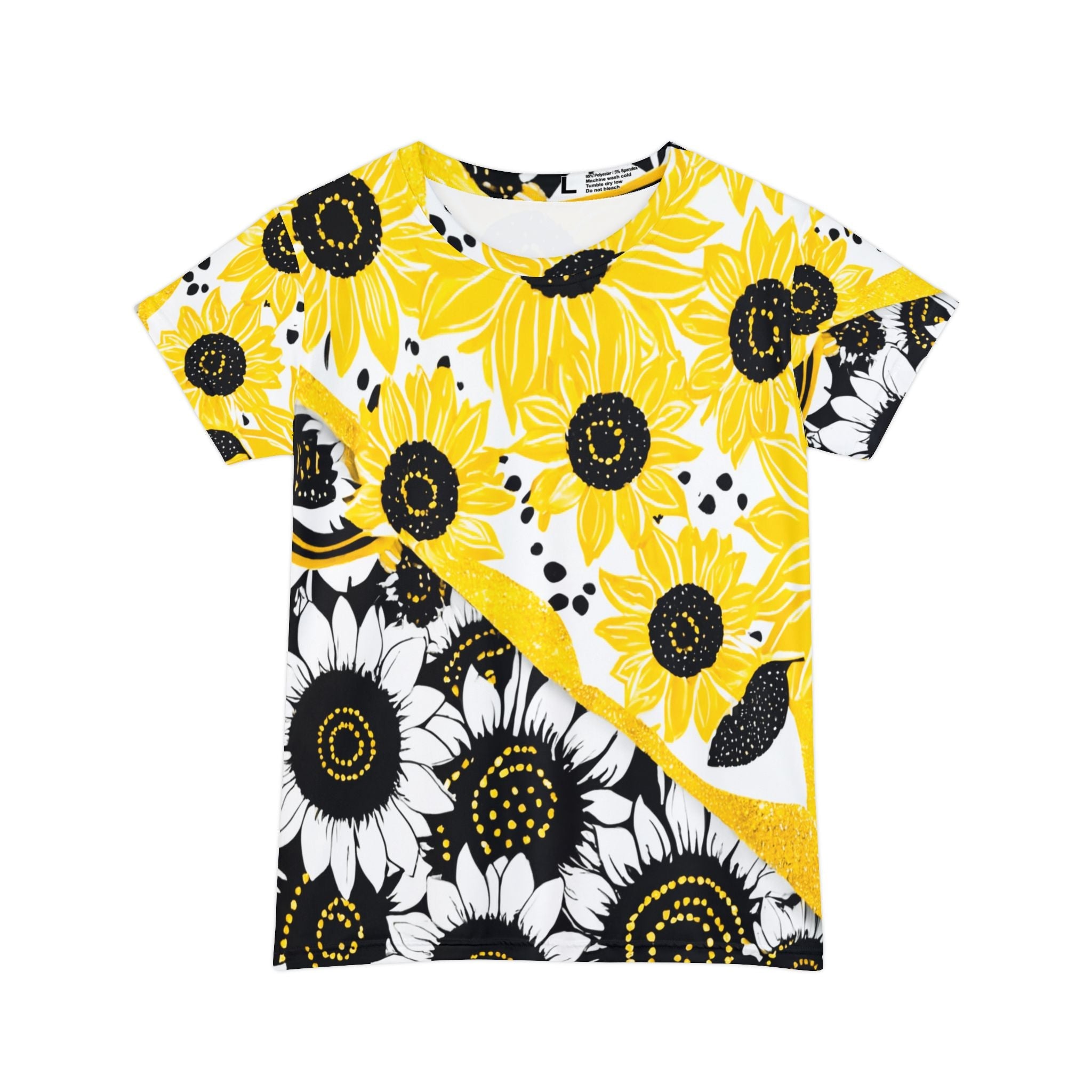 Two-Tone Sunflower T-Shirt, Artsulli - Art is Long, Life is Short, All Over Prints, Size, XS, , , , , 18407529125034125030