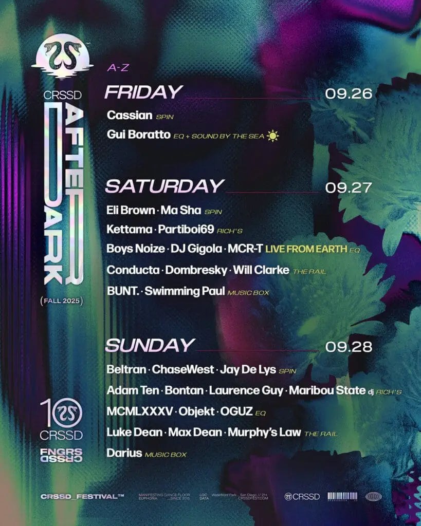 CRSSD Festival Fall 2025 - After Dark Lineup