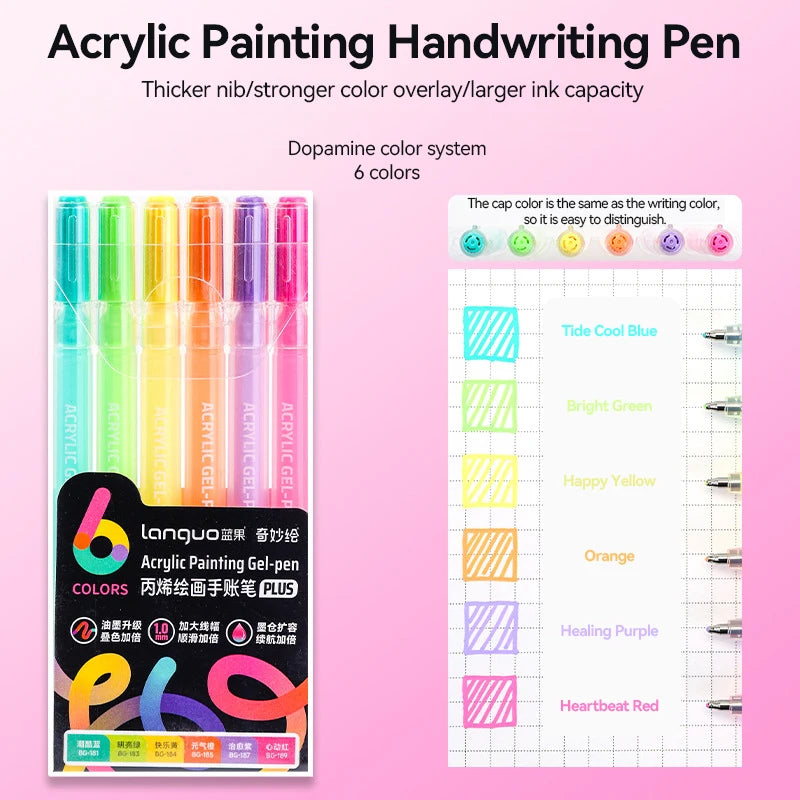 Languo 90 Colors Painting Acrylic Gel Pens Large Capacity Ink Pen for Drawing Diary Diy Coloring Doodling Painting Art Supplies