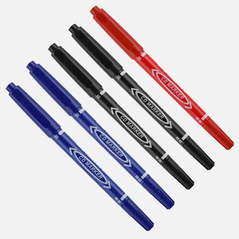 5/10 Pcs Twin Tip Permanent Marker Black/Blue/Red Oil Marker Pen Fine Nid Marker Ink Stationery School & Office Supplies