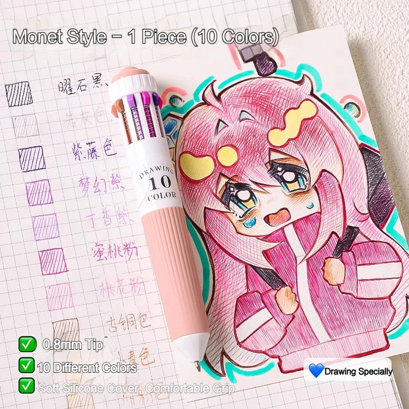 Languo Ballpoint Pens 28 Color Cartoon 0.8mm Soft Grip Press Multicolor for Writing Drawing Overlay School Supplies Stationery