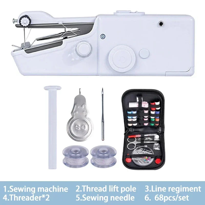 New Hand Sewing Machine Portable Sewing Machine Quick Handheld Sewing Tool Mini Electric Home DIY Apparel Supplies Arts Crafts