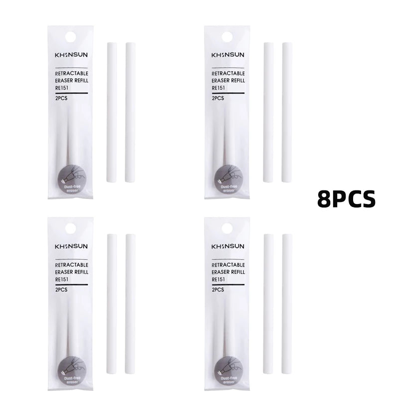 Press Eraser Pen with Replaceable Core Retractable and Pushable Art Eraser for Students and Children Stationery Supplies