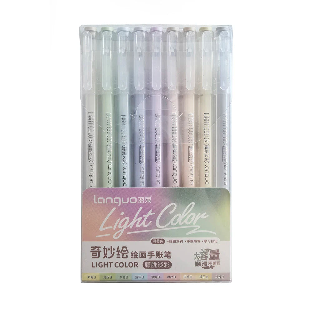 9pcs Colores Markers Brush Pens Set Fast-drying Graffiti Painting Drawing Highlighter School Supplies for Student Art Stationery