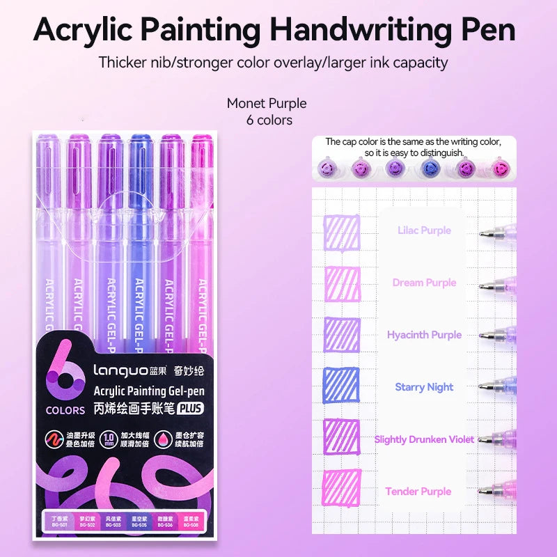 Languo 90 Colors Painting Acrylic Gel Pens Large Capacity Ink Pen for Drawing Diary Diy Coloring Doodling Painting Art Supplies